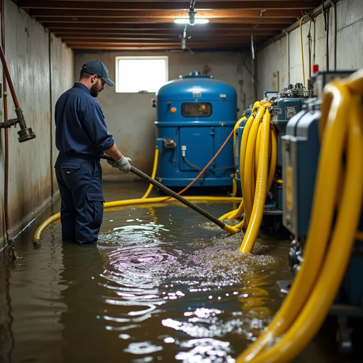 Emergency basement water removal and flood pump response in Westport