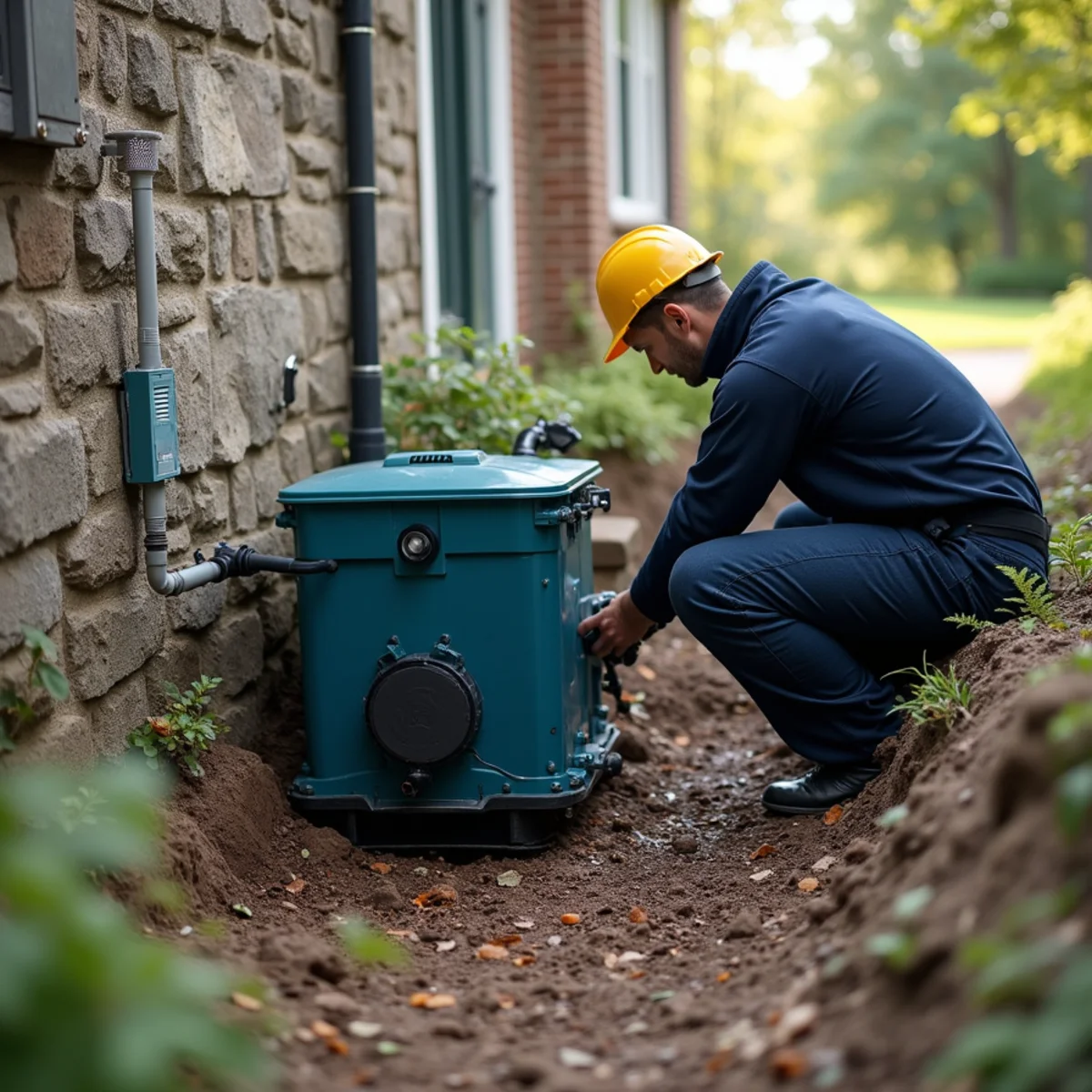 Heavy-duty cast iron sump pump with dual battery backup in Westport CT