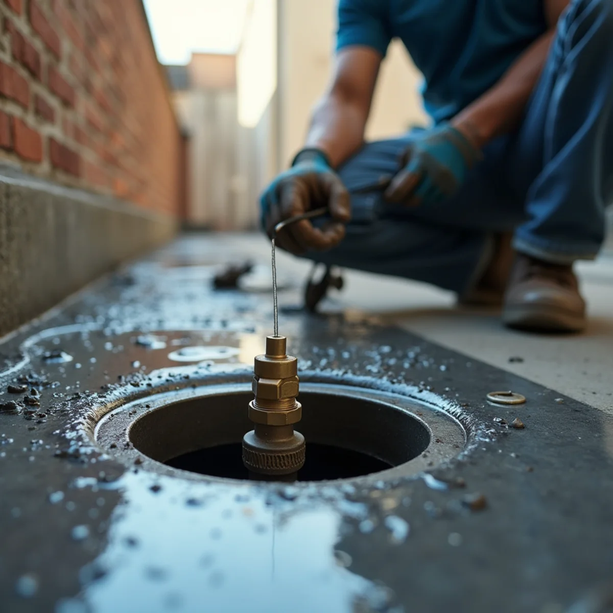 Clean basement drain with modern backwater prevention valve in Westport CT